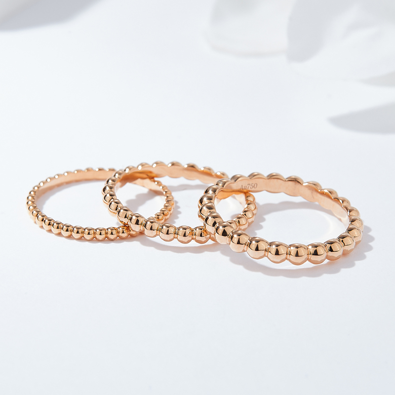 18K Rose Gold Bead Ring for Women, Plain Gold Pinky Ring, Platinum Good Luck Ring for Men Au750 18K Rose Gold Bead Ring for Women, Plain Gold Pinky Ring, Platinum Good Luck Ring for Men Au750