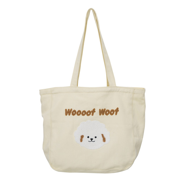 ins trendy girl heart puppy canvas shoulder bag cute cartoon creative ຖົງຜ້າຂະຫນາດນ້ອຍແມ່ຍິງຖົງຜ້າຖົງ backpack