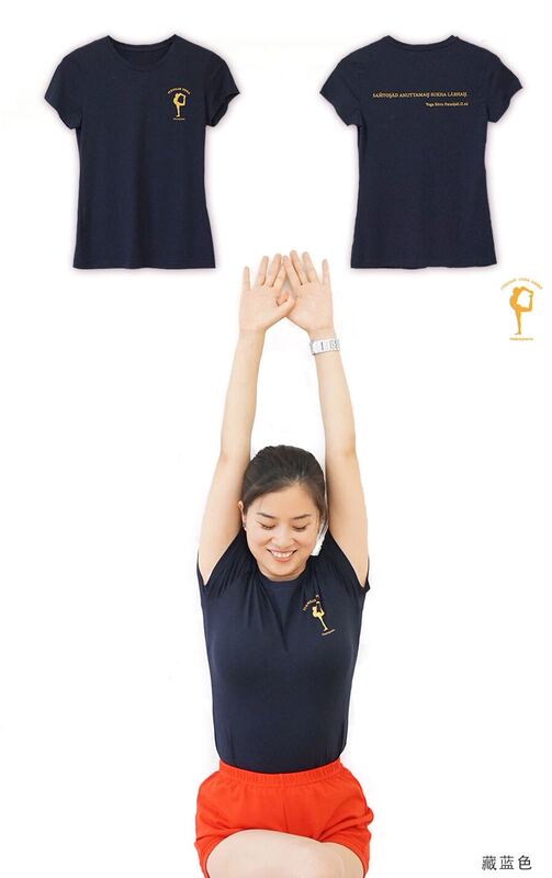 Gaya｜Original Yoga T-Shirt Natarājāsana Dance King Pose Scripture on the Back Navy Blue Red Round Neck