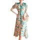 2022 new large-size women's clothing, summer age reduction, foreign temperament, floral skirt, fat sister, belly-covering and thin chiffon dress