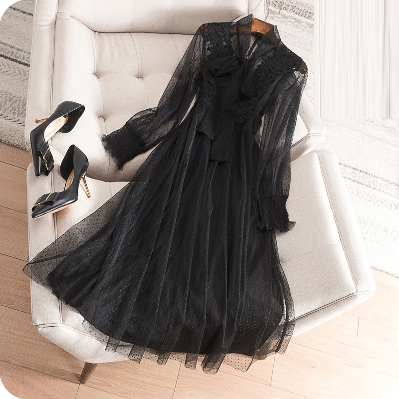 In the spring of 2023, the new large - yard lace dress fat sister decreased significantly thin two sets