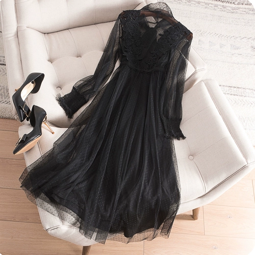 Осеннее кружевное платье, комплект, большой размер, подходит для полных девушек, по фигуре