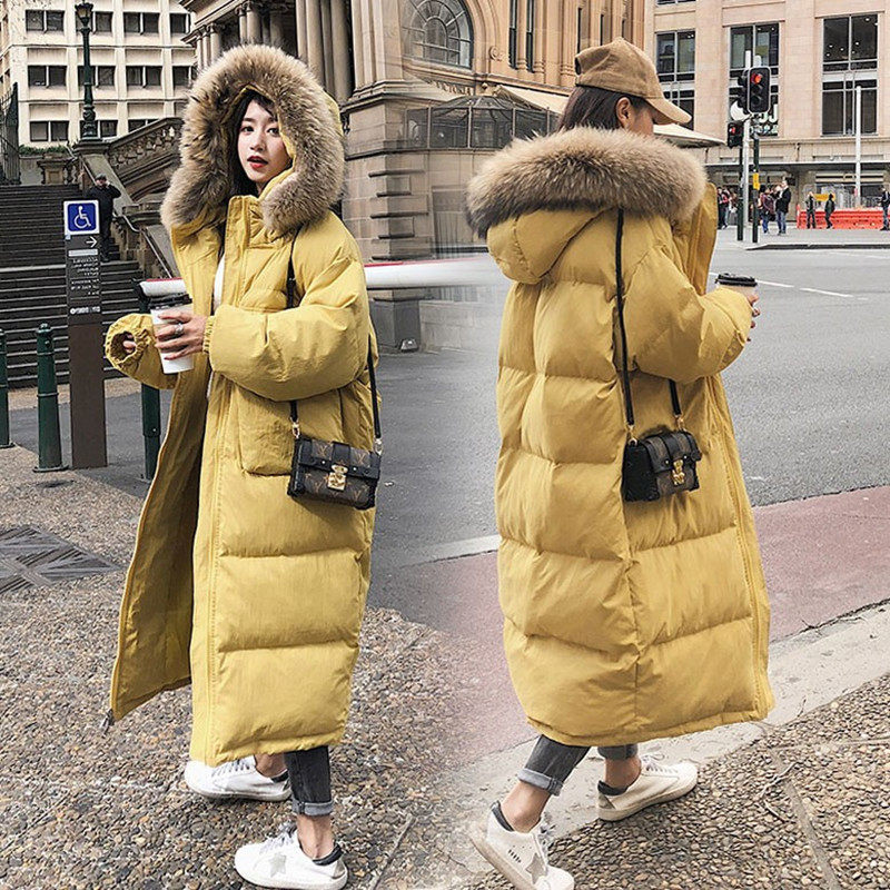 Double Winter Clothing 2022 New Large Like Cotton Clothes Fat Sister Down Cotton Cotton Cotton Cover Long 200 kg