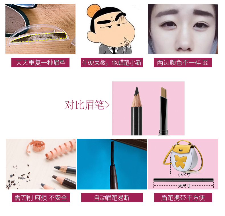 Qiao Di Shang Hui bột lông mày nữ không thấm nước mồ hôi tự nhiên kéo dài không đánh dấu lưới màu đỏ hai màu chính hãng dành cho người mới bắt đầu - Bút chì lông mày / Bột / Stick bút vẽ chân mày