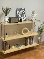 Medieval Multilayer Solid Wood Placing floor containing shelf kitchen leaning against wall Xuanguan Table dining side cabinet Stainless Steel Bookshelves