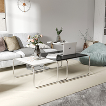 Tempered glass tea table small family style living room Home accommodation Nordic wind table combination light extravagant modern net red idea