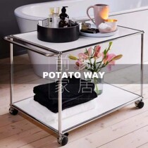 Medieval usum style small family type tea table extremely simple home trolley shelving shelving stainless steel dining car can be moved