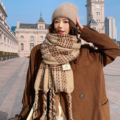Универсальный утепленный шарф с косичкой с кисточками из искусственного меха для влюбленных, в корейском стиле