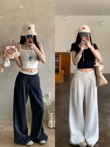 Кружевные штаны, свободный прямой крой, осенние, оверсайз, подходит для подростков