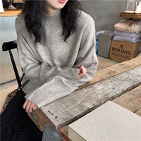 Mùa thu và mùa đông Hàn Quốc đơn giản lỏng lẻo nửa cổ cao tay dài màu rắn thỏ cashmere ấm áp áo len dày áo len nữ thời trang trung niên nữ cao cấp elady