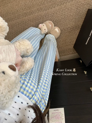 Милые штаны, эластичная талия, оверсайз, свободный прямой крой