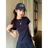 Базовый комплект, летняя футболка с коротким рукавом, юбка, высокая талия