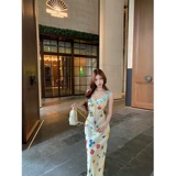 Летний корсет, юбка, цветочный принт, эффект подтяжки, французский стиль, яркий броский стиль, А-силуэт