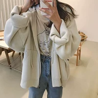 Mùa thu đông mới phiên bản Hàn Quốc của phong cách Hồng Kông hoang dã buông lơi màu rắn dài tay áo len giản dị áo len cardigan áo sơ mi thủy triều áo len cardigan