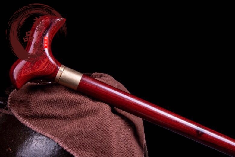Indian lobular red sandalwood round head crutches civilized stick climbing stick old man anti-slip walking aid birthday practical gift