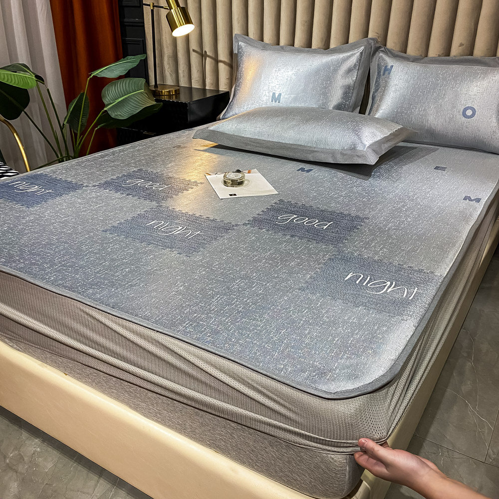 High-end ice wire cool three pieces of washing machine washing machine Summer folding and thick anti-slip bed cover soft seat