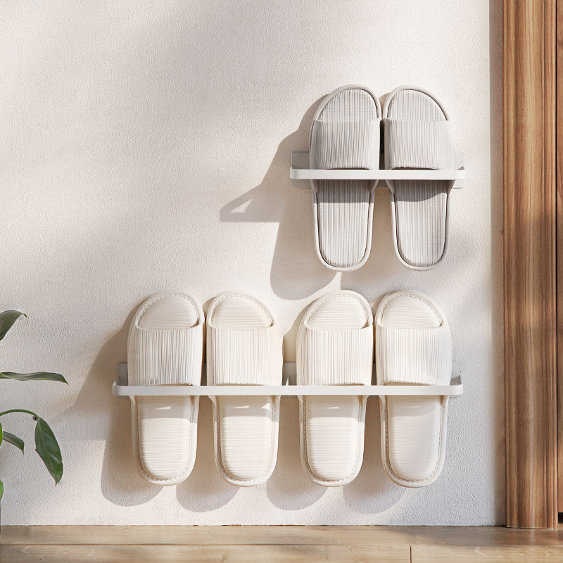 Flap bathroom shoe rack wall hanging non-perforated dressing room rack toilet shoes storage drain shoe rack