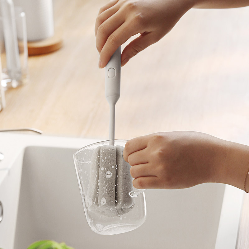 Petals sponge cup brushed kitchen long handle tea cup cleaning brush sub multifunctional no dead angle bottle insulated bottle brushed cup machine