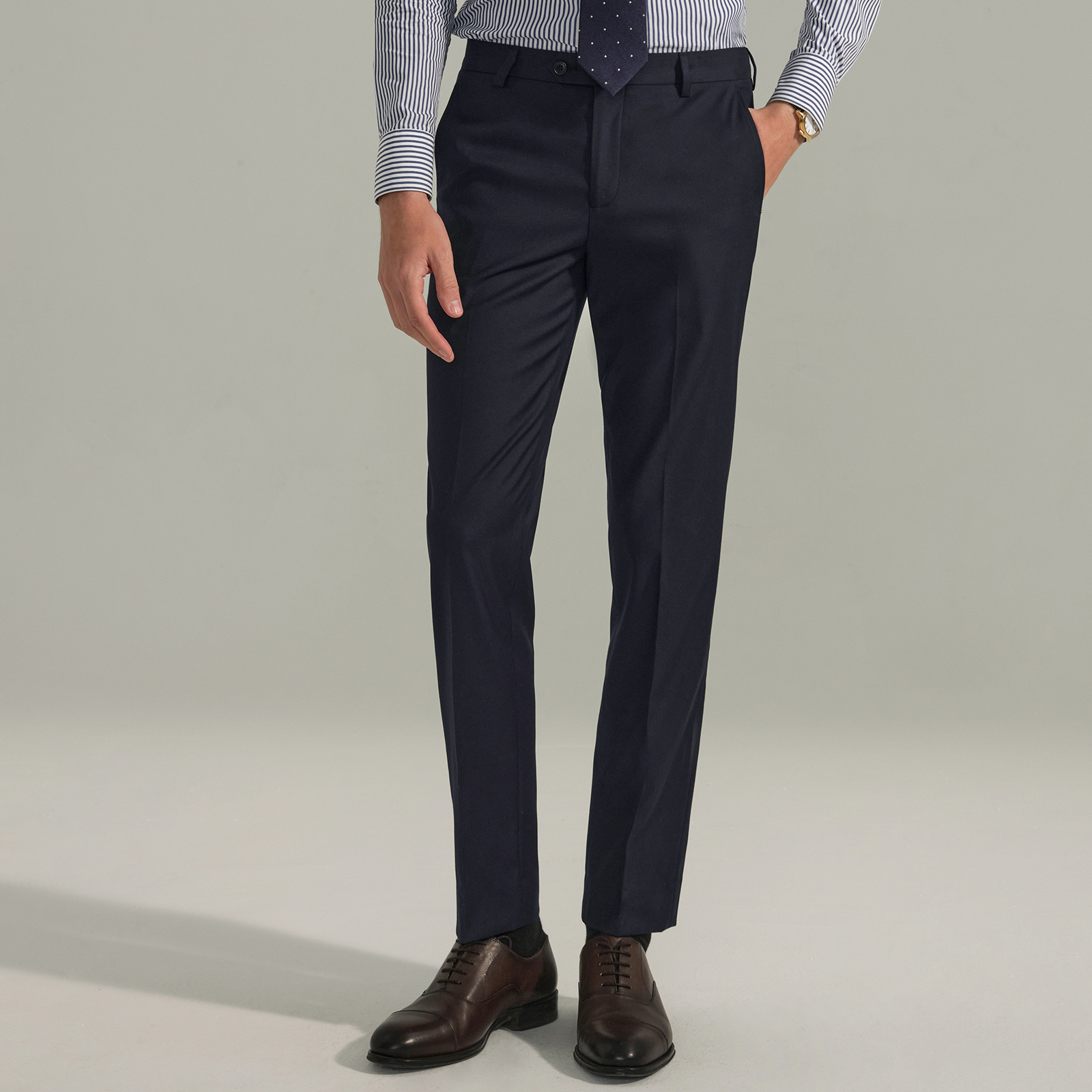 Free Ironing Western Pants Men's Hide Cyan Business Money Rhinoceros Pleats Summer Dying Pants Work Pants Work Fit Straight Barrel Long Pants