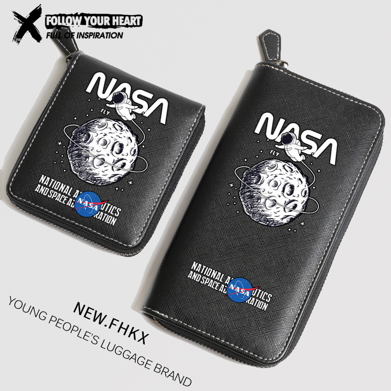 Nasa Co-Branded Astronaut Trendy Brand Wallet, Short Style, Multi-Functional, for Male and Female Students, Youth, Personalized, Creative, Trendy, Korean Version