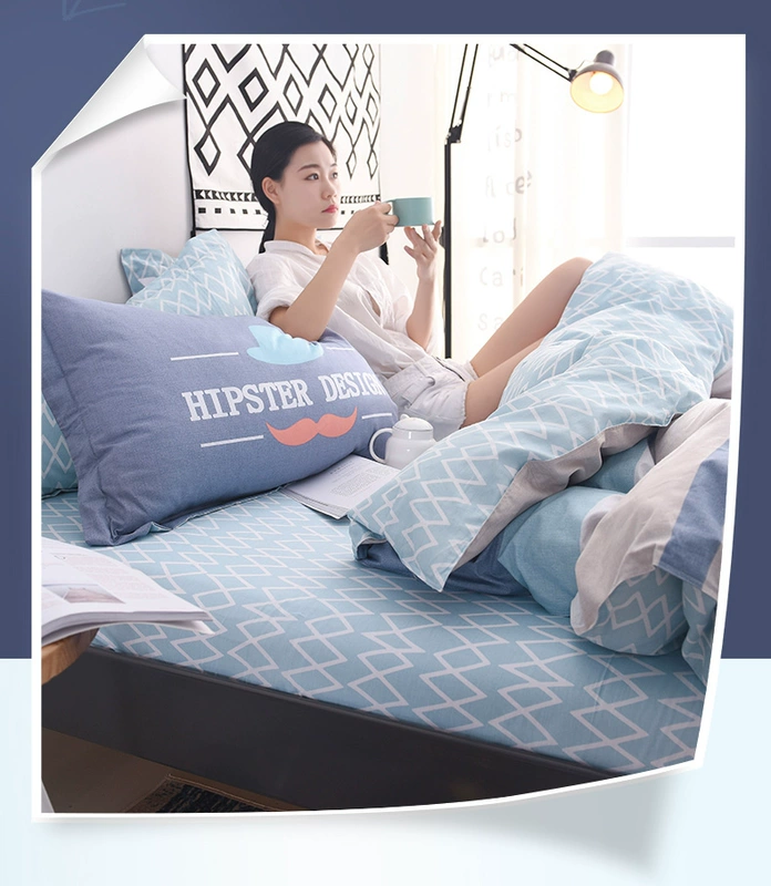 Một gia đình bốn bông twill bông chăn 2.2x2.4m2 220x240 mét x2.3 Khăn 180x220 - Bộ đồ giường bốn mảnh