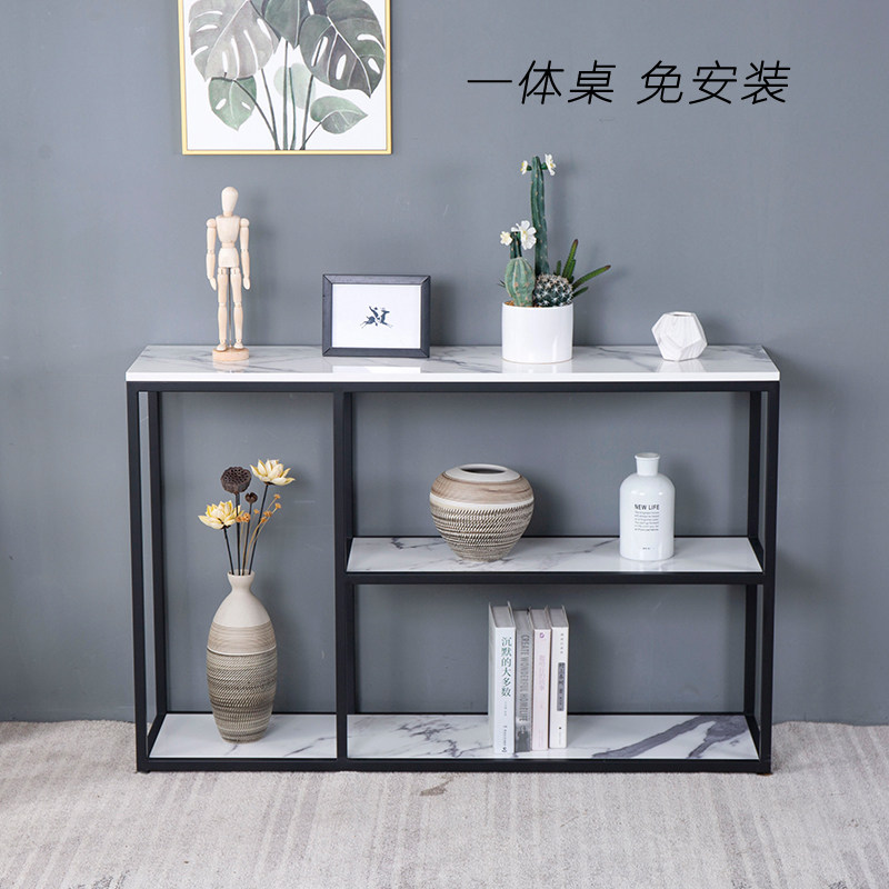 Simple modern porch table light luxury marble display rack against the wall book rack storage display rack bedroom