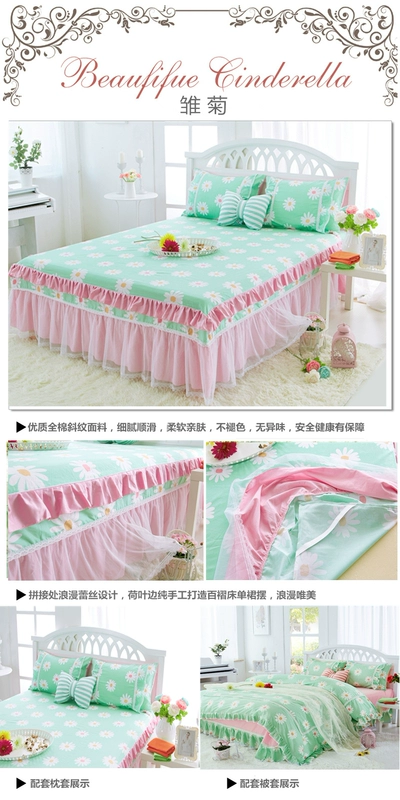Hàn giường váy mảnh duy nhất của bông 100% cotton Simmons ba mảnh váy bảo vệ trượt ren 1.8 - Váy Petti
