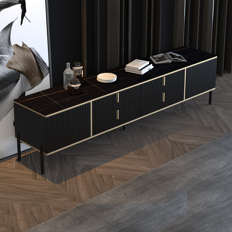 Italian light luxury TV cabinet coffee table combination modern simple living room small apartment marble rock board TV cabinet