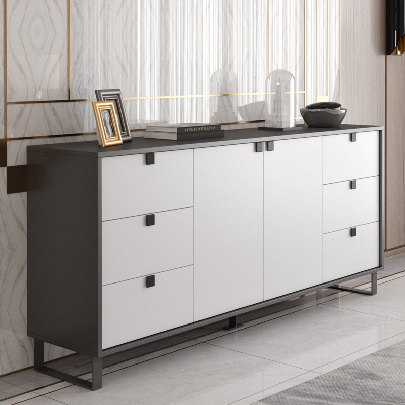 Post-modern minimalist sideboard tea cabinet multifunctional kitchen living room porch cabinet Nordic light luxury solid wood locker
