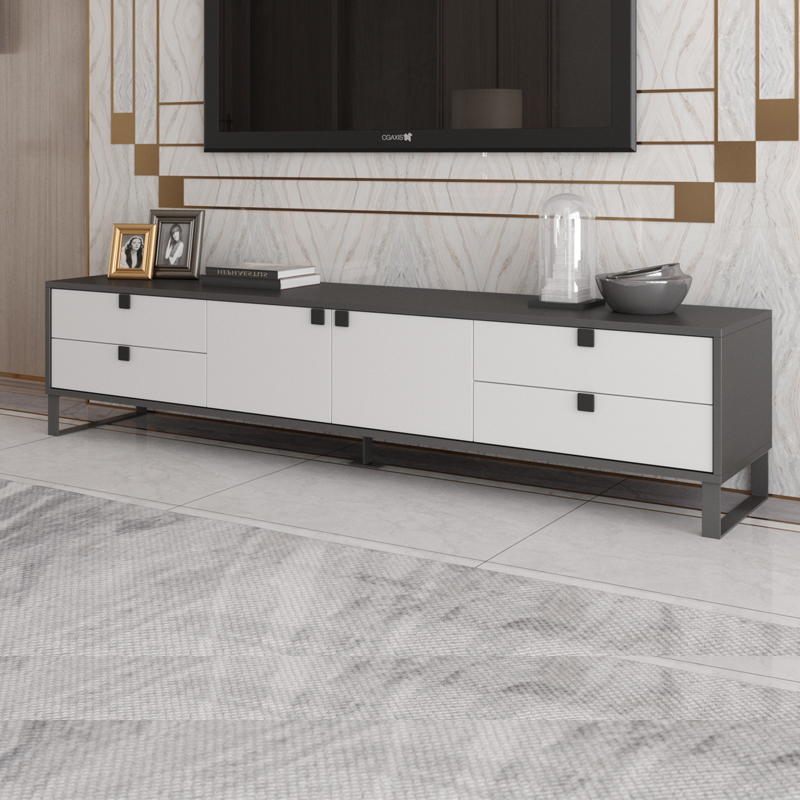 Light extravagant rear modern TV cabinet tea table composition Nordic minimalist wind small family type living room lockers solid wood TV cabinet