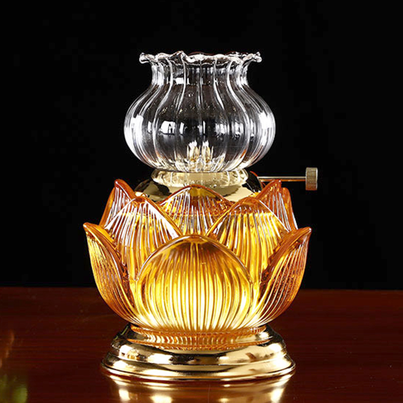 Crystal glass oil lamp dedicated to liquid ghee lamp candle holder windproof long bright light for the Buddha oil lamp Home Buddha front for the lamp