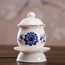 For Buddha supplies Buddha front for cup Ceramic Lotus Holy Water Cup Guanyin Ceramic Net Water Glass Small Green Flower Porcelain for the Buddhas Cup