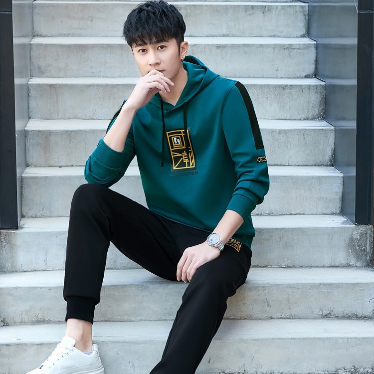 Sports suit men's fashion brand spring and autumn 2021 new coat casual teen suit fashion sweater two-piece set
