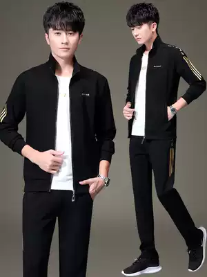 Spring and Autumn Sports Set Men's 2019 New Teens Long Sleeved Casual Pure Color Three-Piece Handsome Sweatshirt