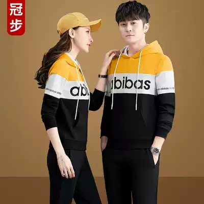 Couple dress thick T-shirt suit men and women spring autumn 2021 New Year Tide brand hooded casual sportswear couples