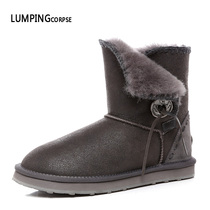 Winter snow boots new low-barrel waterproof non-slip thickened warm Korean version of the student fur one-piece snow cotton boots