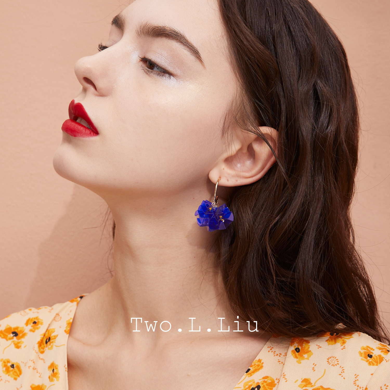Two L Liu Blue Circle Earrings Women's New Temperament Net Red Super Fairy Exaggerated Fashion Pendant Ear Pin Earrings