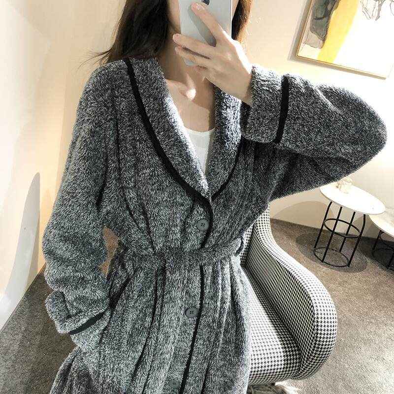 Skygown thickening couple coral velvet plus long men and women bathrobes light luxury large warm home clothes