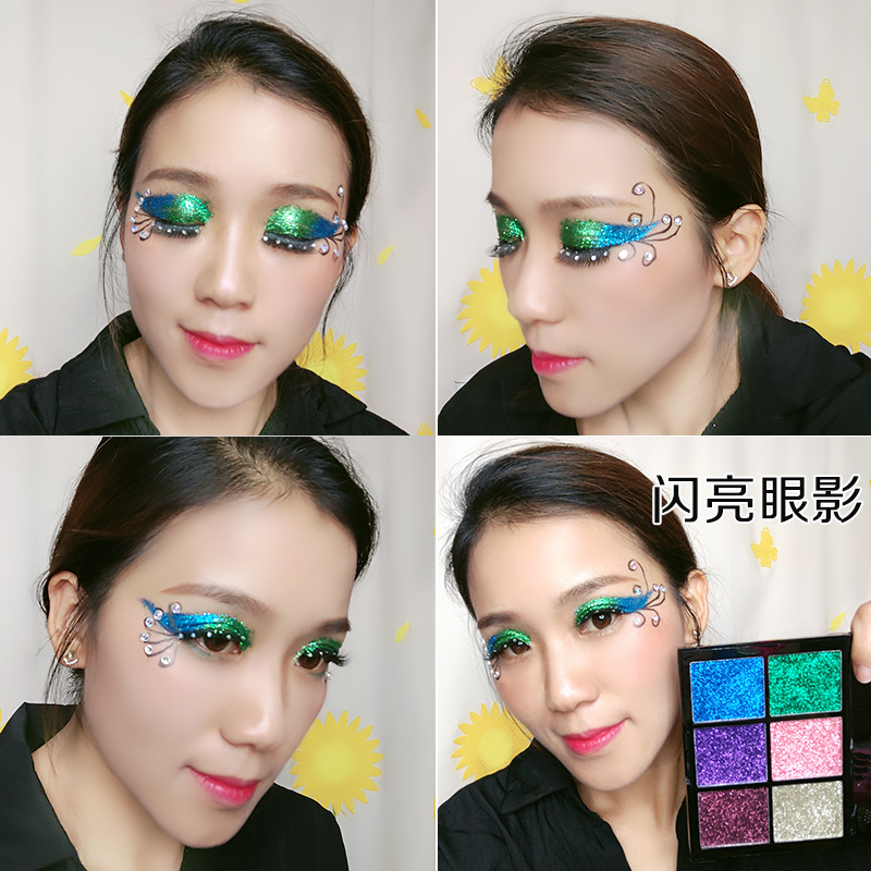 Stage makeup eye shadow Kindergarten students perform multi-color cosmetic trays Children's Day glitter makeup