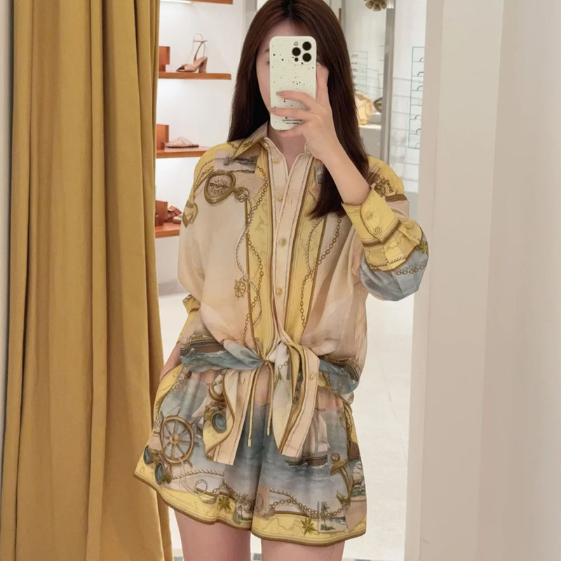 Zimm Australian Luxury Clothing High-End Custom 26 New Slim-Fit Silk Casual Sea Print Shirt Loose-Fit Shorts Set Zimm Australian Luxury Clothing High-End Custom 26 New Slim-Fit Silk Casual Sea Print Shirt Loose-Fit Shorts Set