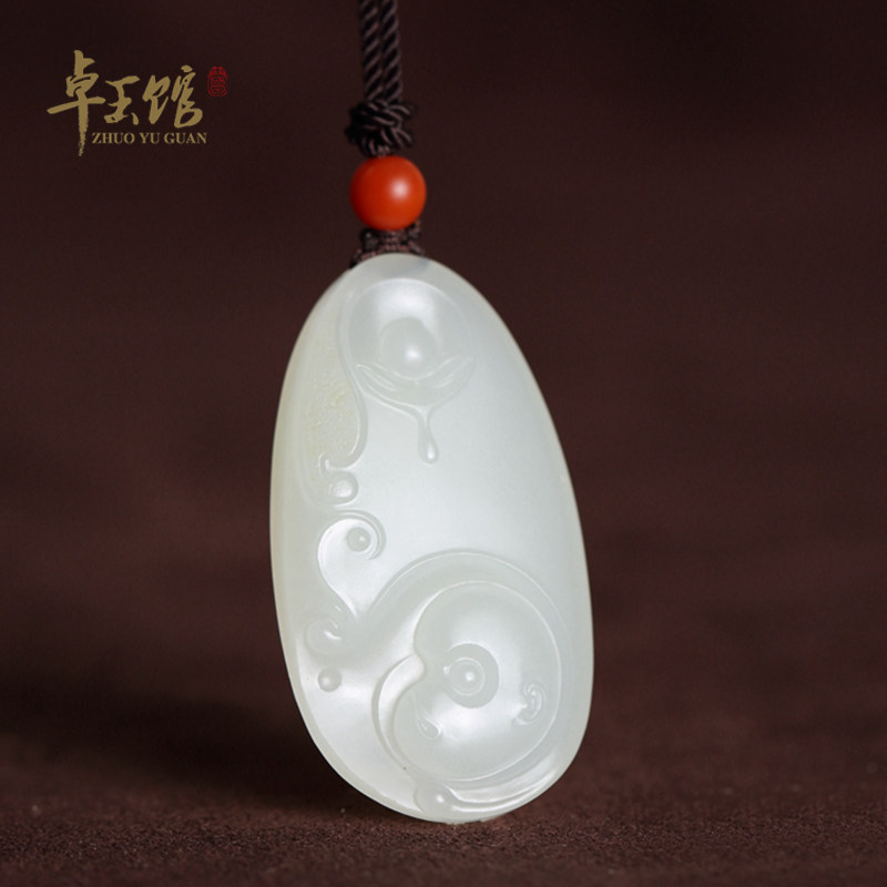 (Zhuoyu Pavilion) Spirit Monkey Chengrui Xinjiang Hetian White Jade Seed Material Zodiac Pendant Refused to Negotiate