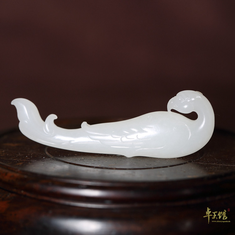(Zhuoyu Pavilion) Fengniao Xinjiang Hetian jade seed material first-class white antique pendant declined to negotiate