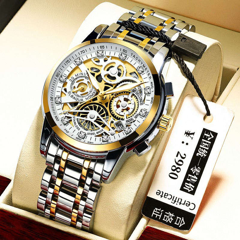 Platinum & Limited EditionPositive brand Switzerland Wrist watch man Full hollowed out Mechanical watch fully automatic waterproof Luminous quartz atmosphere fashion Men's Watch