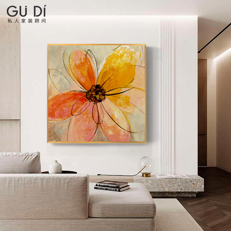 Modern minimalist HD American living room decorated with little frescoed floral dining room bedroom Art Xuanguan Wall painting large size