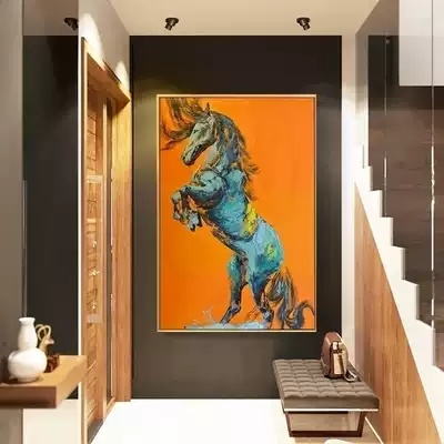 Ancient flute abstract horse decorative painting Nordic horse bronze office hanging painting modern simple living room wall painting