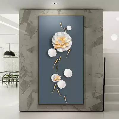 Jiuyu picture entrance entrance decorative painting introduction aisle corridor vertical version New Chinese light luxury living room wall painting