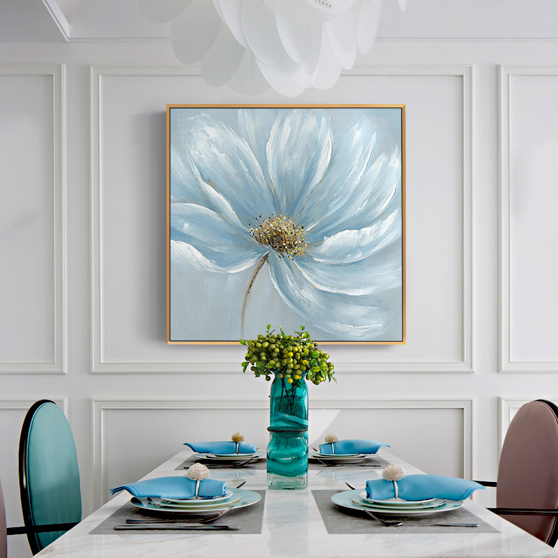 New Chinese-style dining room decoration painting dining table wall modern abstract flower hotel club living room sofa background wall painting