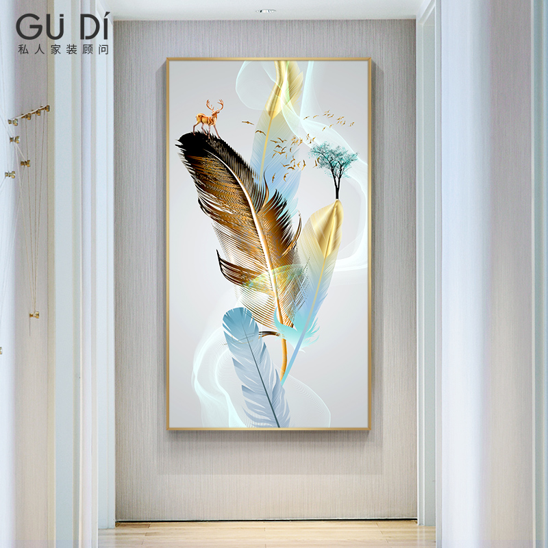 Modern entrance Xuanguan decoration painting Nordic wind minimalist living room frescoed painting Feng Shui hallway Aisle Vertical Version Hung Painting