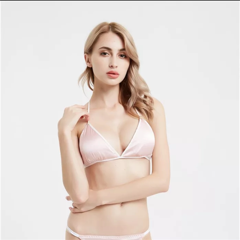 No steel ring underwear bra 100% mulberry silk lady real silk bra bifacial underwear summer silk satin
