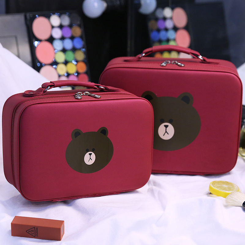 Cute Little Bear Cosmetic Makeup Bag Portable Large Capacity Travel Containing Bag Portable Korean Version Home Makeup Box